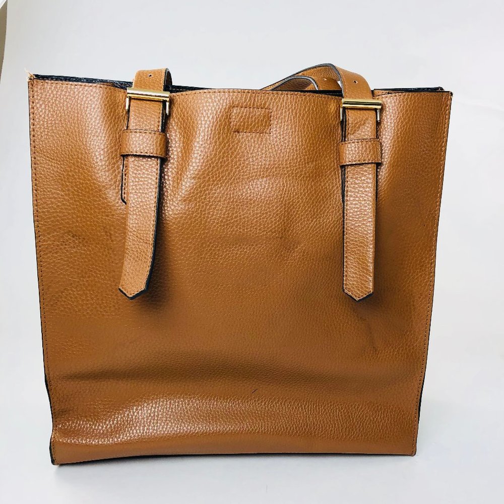 REED Tote Leather Cognac Brown Color Medium/Large - Picture 1 of 8